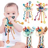 Brinquedo Montessori Puxa Puxa Mordedor com estímulo para crianças até 1 ano